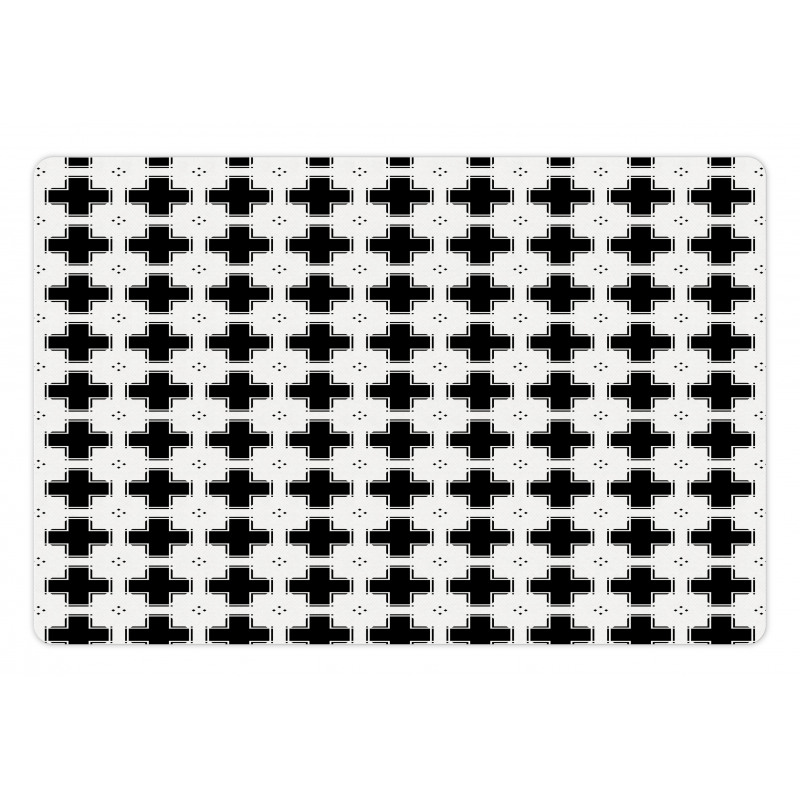 Dark Plus and White Squares Pet Mat