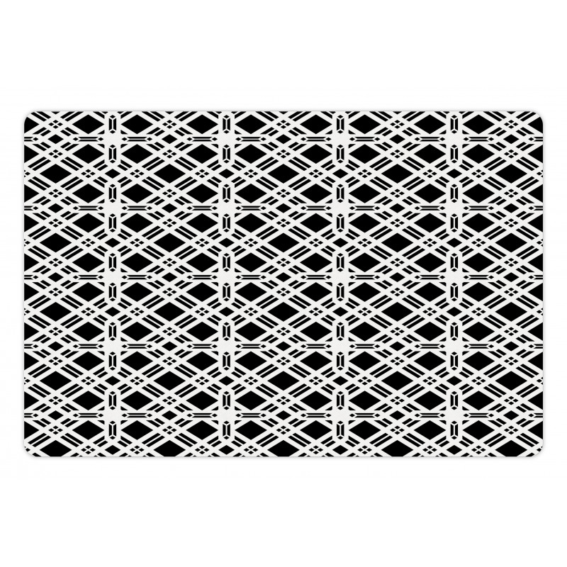 Monotone Vintage Squares Pet Mat