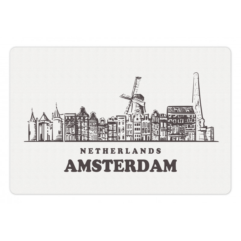 Netherlands City Skyline Pet Mat