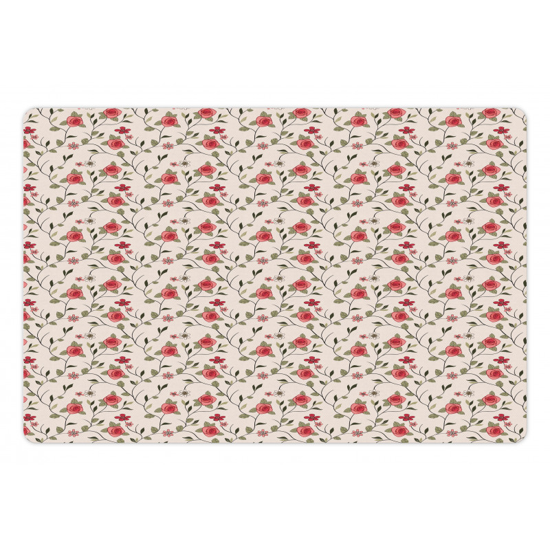 Roses and Leafy Branches Pet Mat