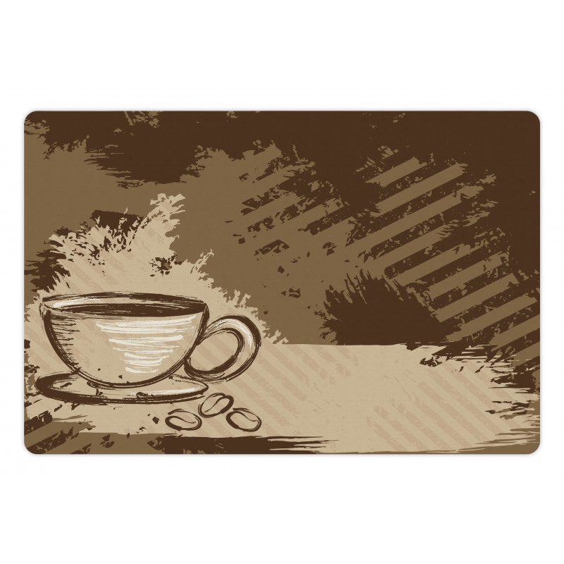 Grunge Style Cup and Beans Pet Mat