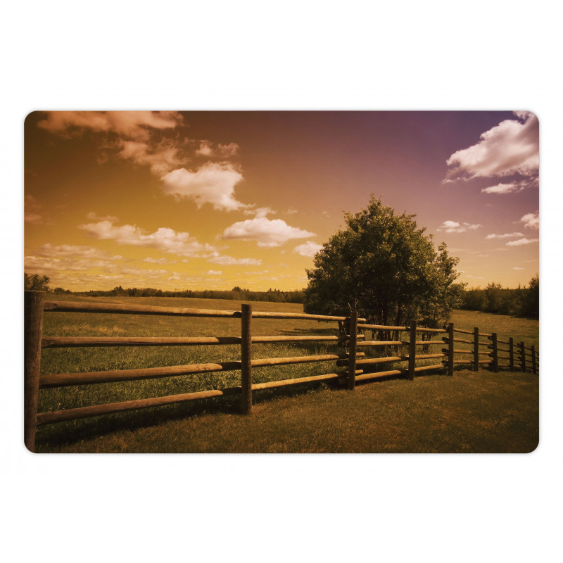 Rural Meadow Fence Sky Pet Mat