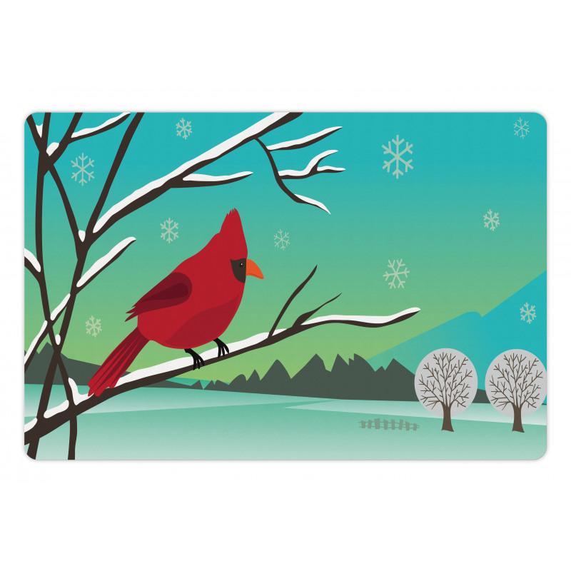 Bird on Snowy Branch Pet Mat