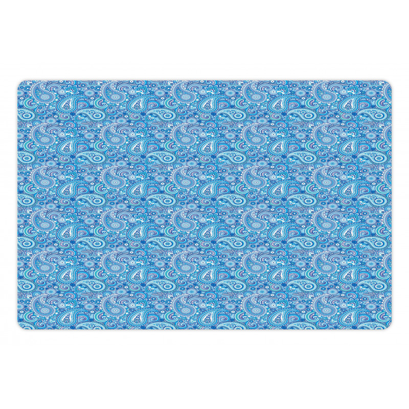 Blue Tones Boteh Art Pet Mat