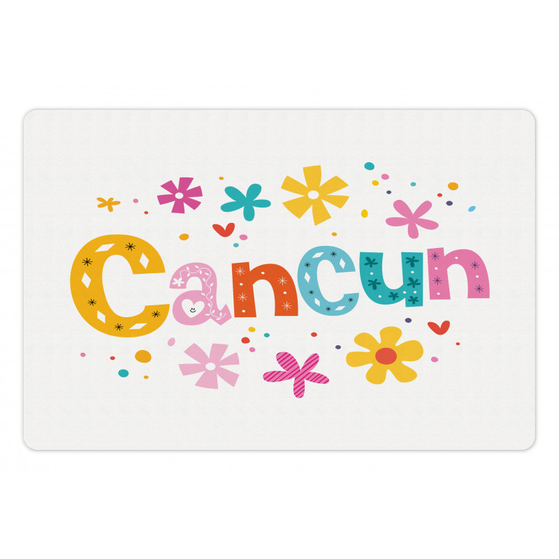 Colorful Floral Calligraphy Pet Mat