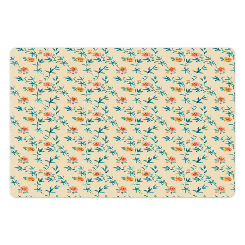 Watercolor Style Rose Flower Pet Mat