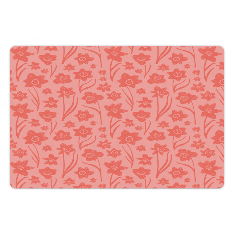 Romantic Simplistic Flowers Pet Mat