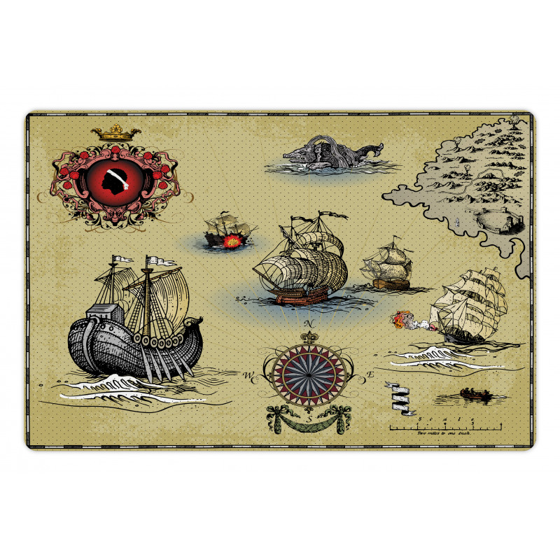 Antique Map Pirate Pet Mat