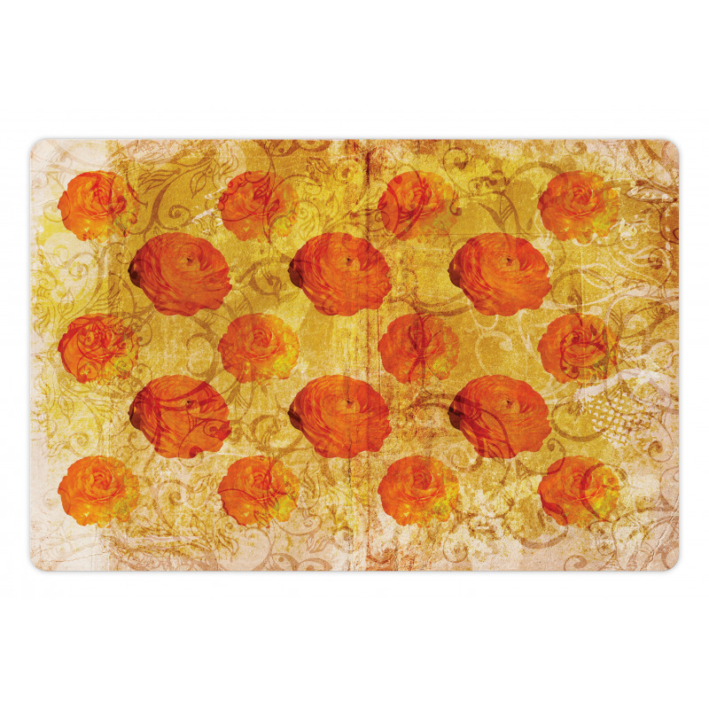 Grunge Rose Floral Art Pet Mat