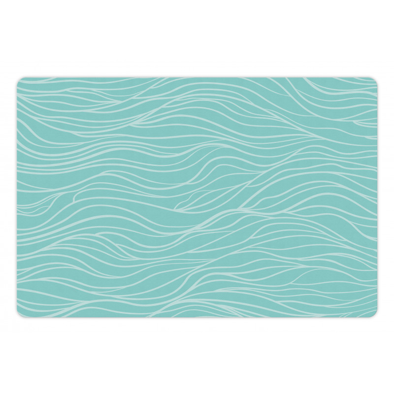 Simple Aquatic Doodle Waves Pet Mat