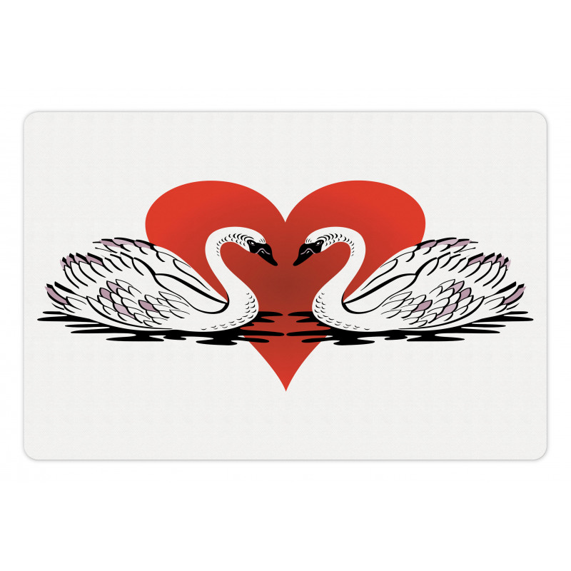 Couple Swans Lake Hearts Art Pet Mat