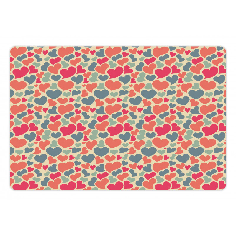 Colorful Hearts Motifs Art Pet Mat