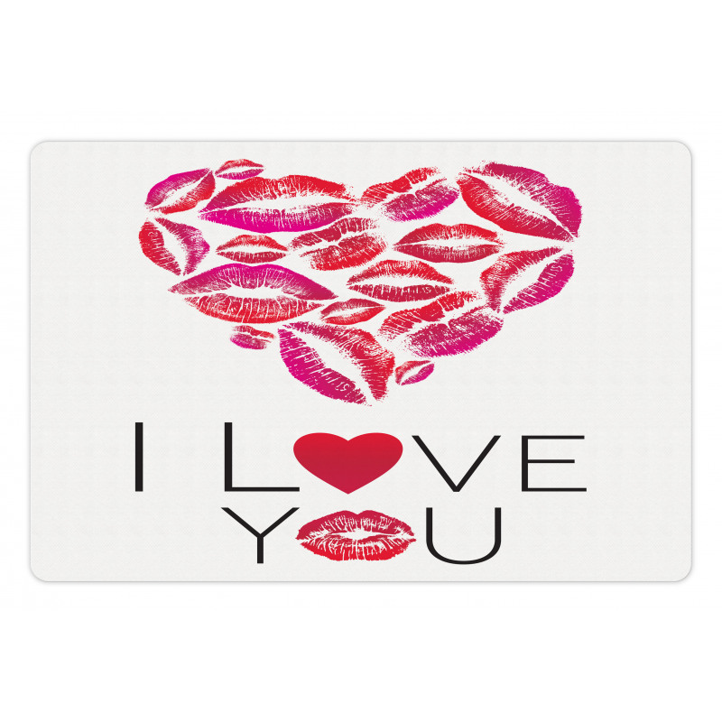 Kisses Lipsticks Lettering Pet Mat