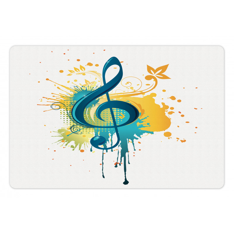 Clef on Modern Splash Motifs Pet Mat