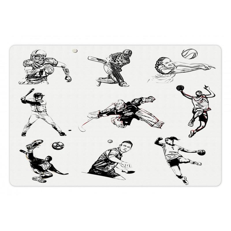 Sports Theme Sketch Pet Mat