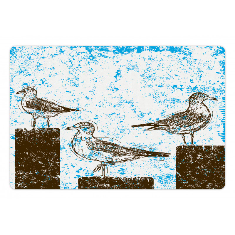 Grungy Sketch Seagulls Pet Mat