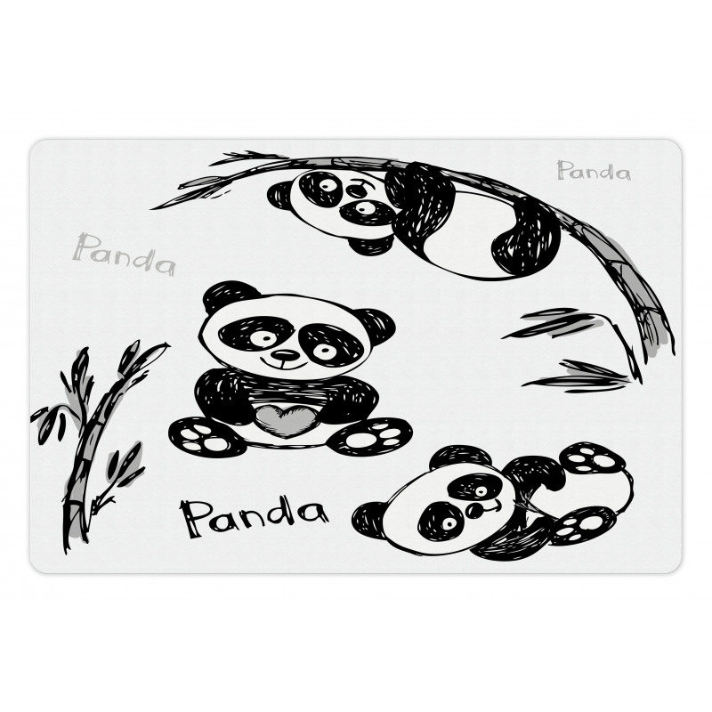 Hand Drawn Panda Poses Pet Mat