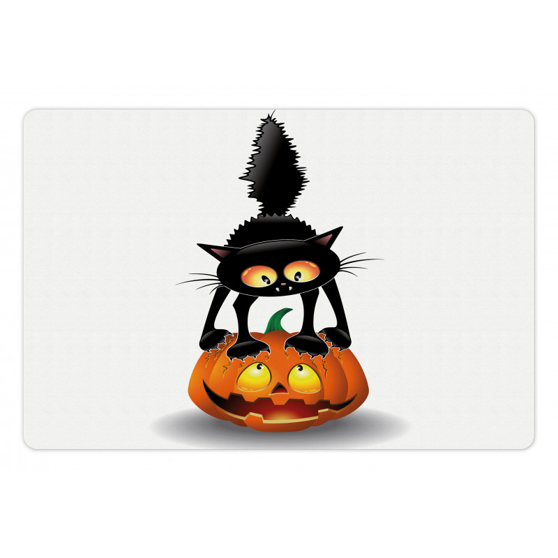 Cartoon Animal on Pumpkin Pet Mat