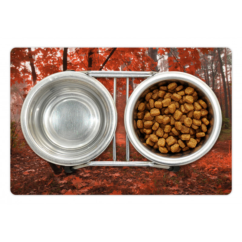 Misty Forest Leaves Orange Pet Mat