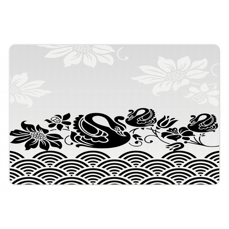 Black Swans and Flowers Pet Mat