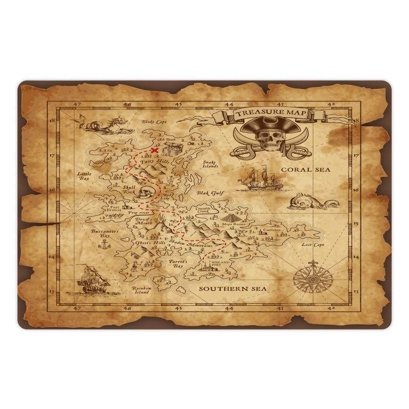 Old Paper Treasure Map Pet Mat