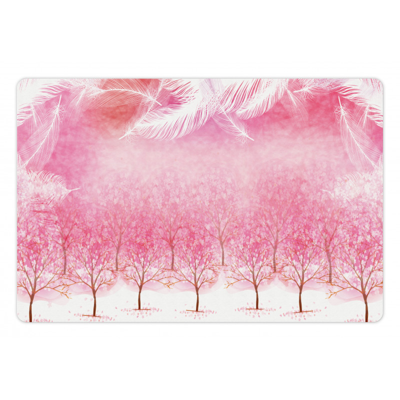 Cherry Trees Feathers Pet Mat