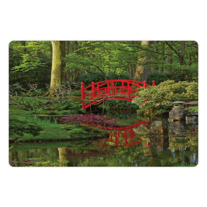 Chinese Bridge in a Forest Pet Mat