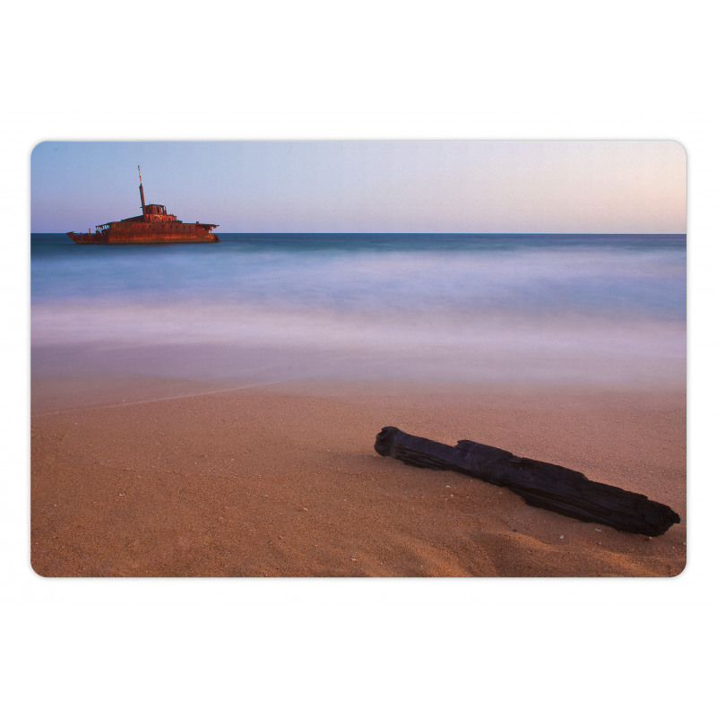 Shipwreck on Sea Dusk Pet Mat