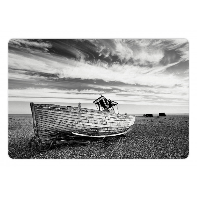 Wooden Boat on Beach Dusk Pet Mat