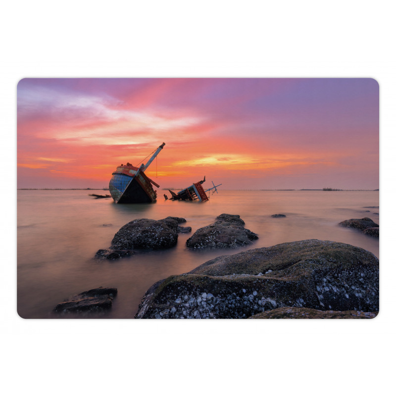 Foggy Water Sunset Pet Mat