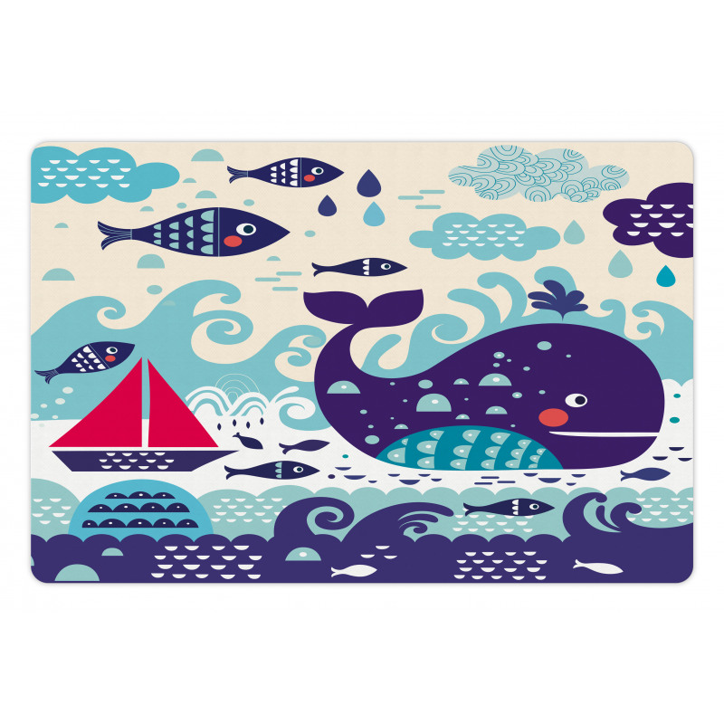 Cartoon Whale an Fishes Pet Mat