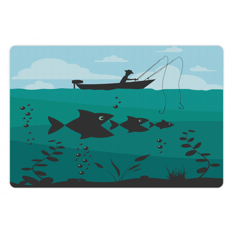 Fishing on Boat Nautical Pet Mat