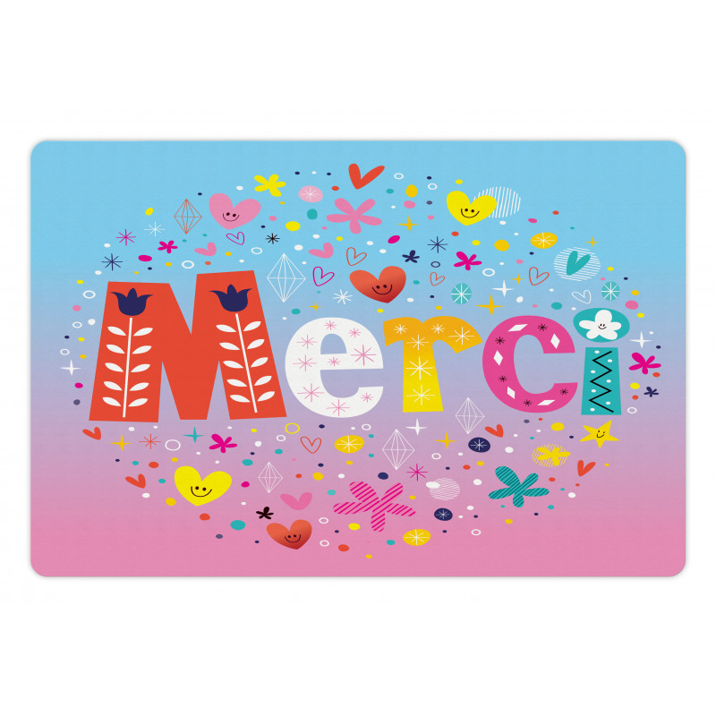 French Words with Hearts Pet Mat