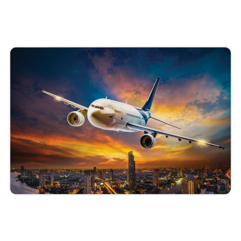 Night Scene with Plane Pet Mat