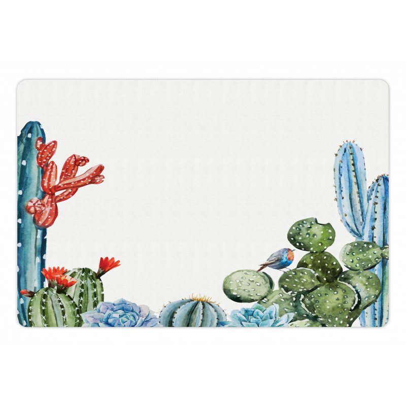 Cactus Flowers Birds Pet Mat