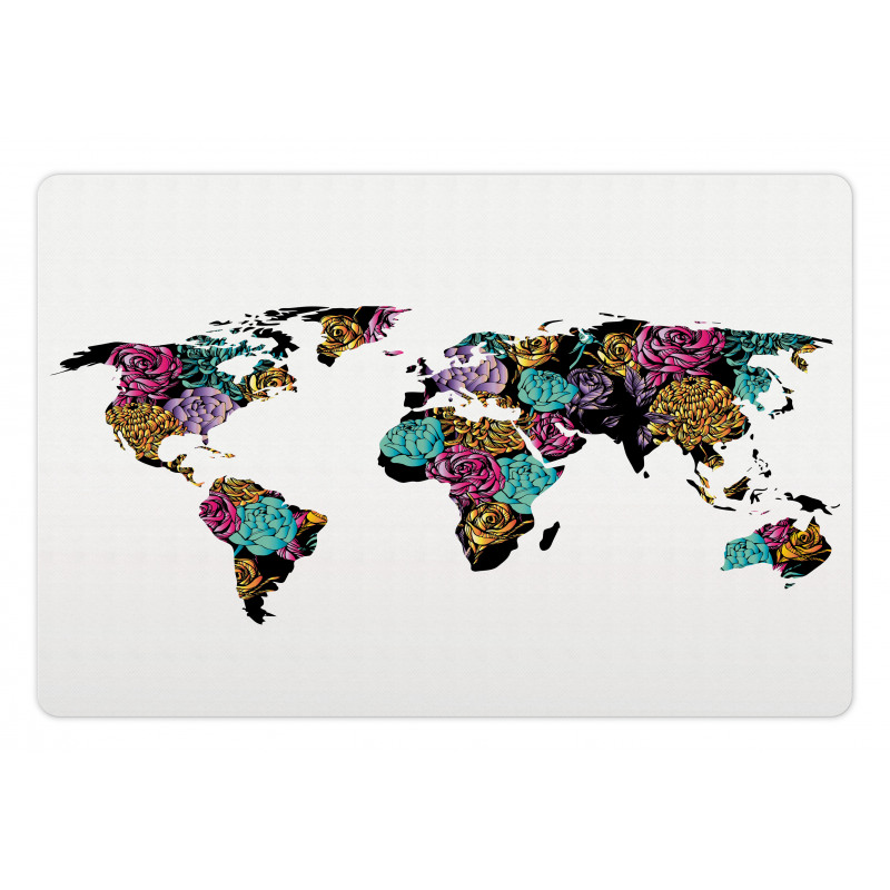 World Map Flowers Pet Mat