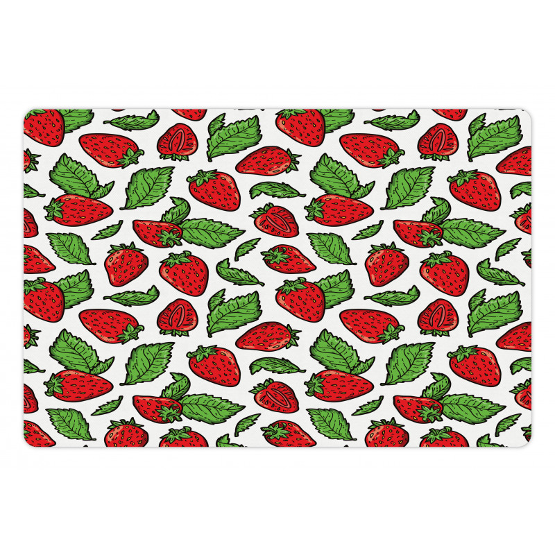 Juicy Strawberries Leaves Pet Mat