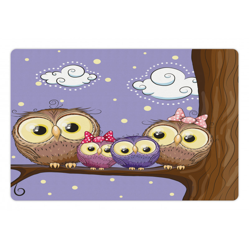 Cartoon Style Owl Family Pet Mat