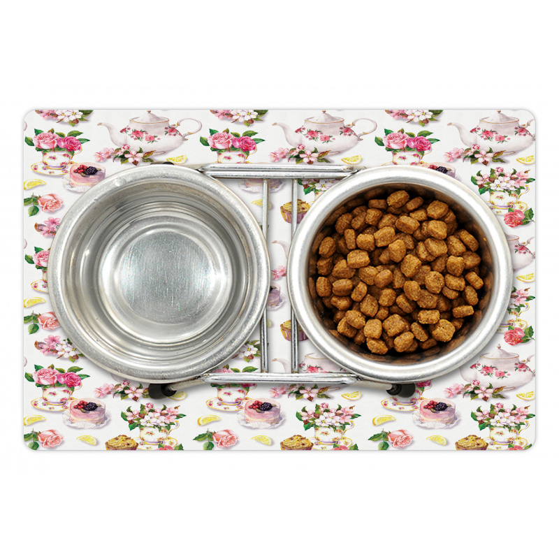 Colorful Retro Teapots Pet Mat