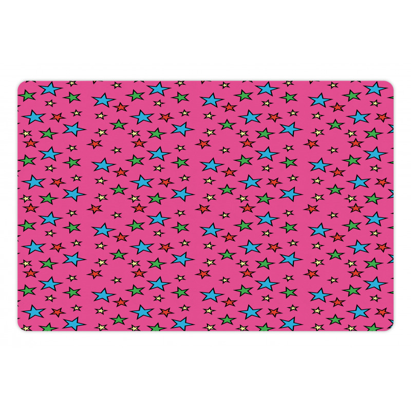 Hot Pink Retro Stars Pet Mat