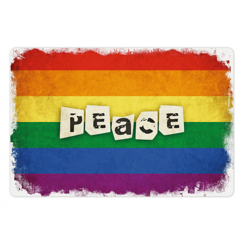 Grunge Flag Peace Word Pet Mat