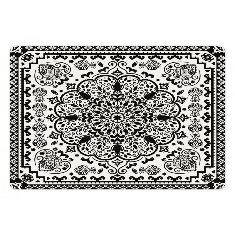 Lace Paisley Black Mehndi Pet Mat