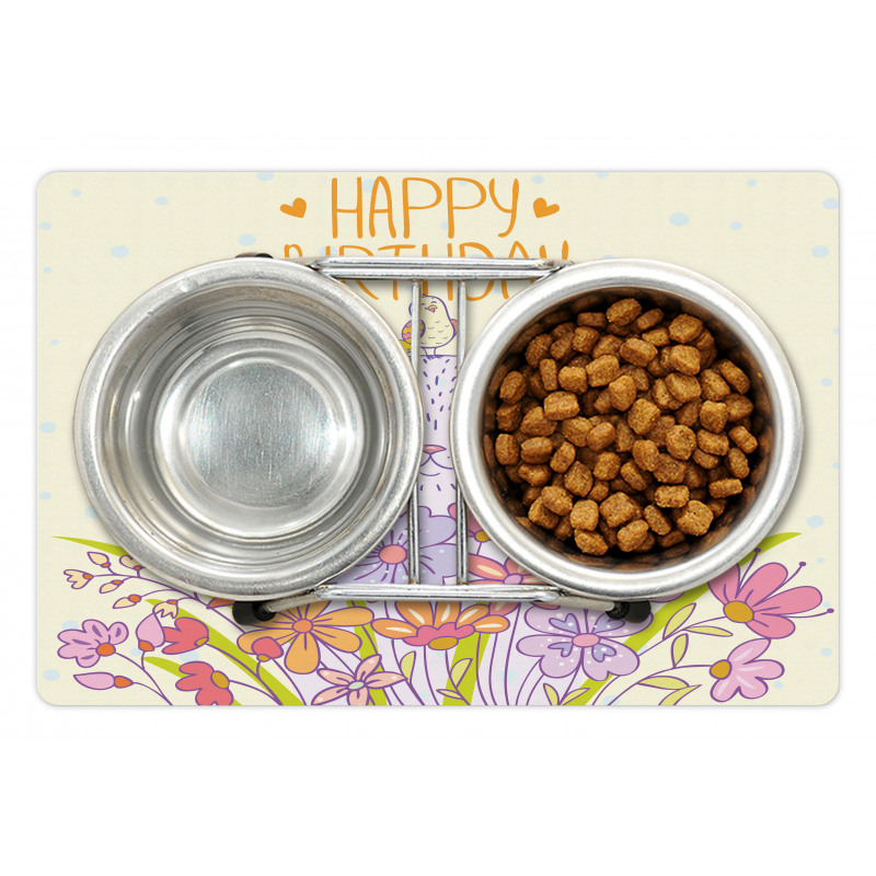 Happy Cat Bird Flowers Pet Mat