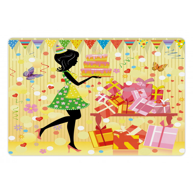 Woman with Birthday Cake Pet Mat