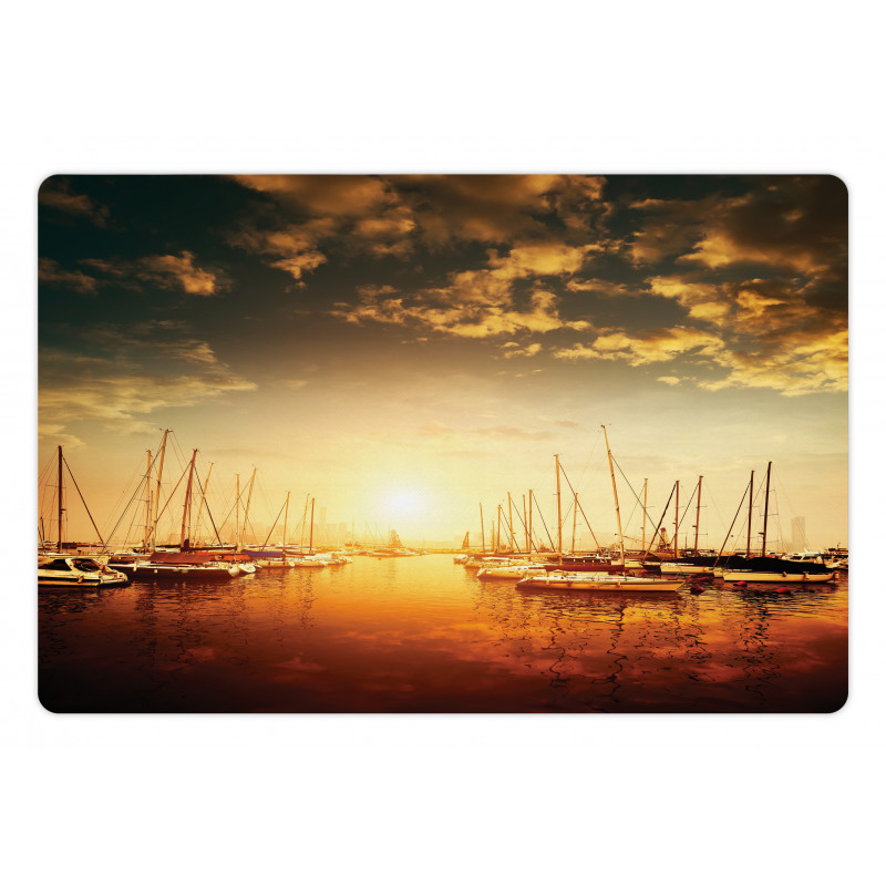 Boats on the Pier Pet Mat