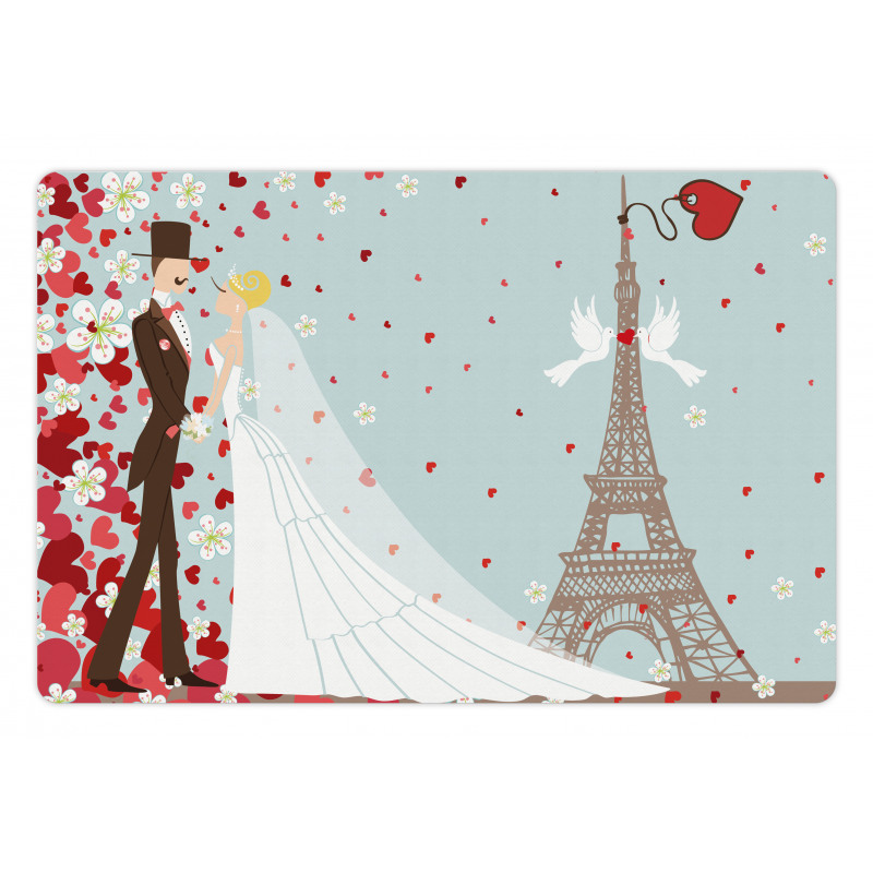 French Couple and Hearts Pet Mat