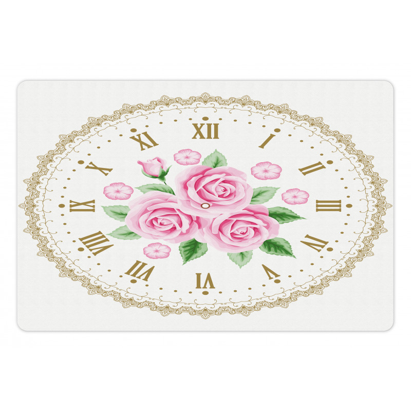 Vintage Clock Roses Pet Mat