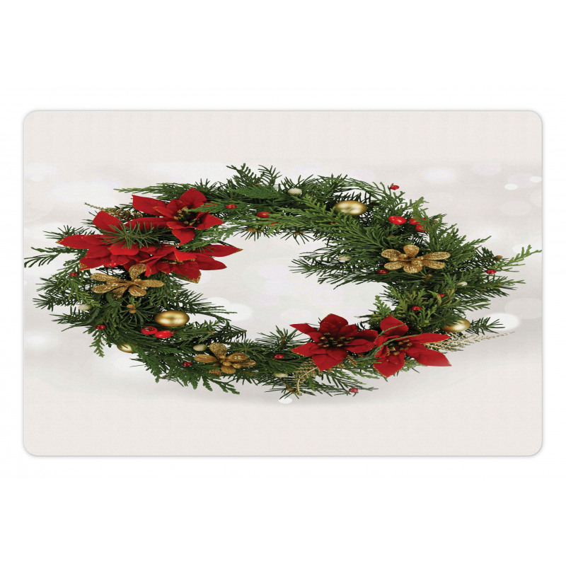 Poinsettia Blossoms Pet Mat