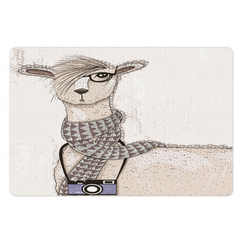 Hipster Lama Camera Pet Mat