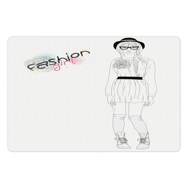 Young Girl with Hat Pet Mat